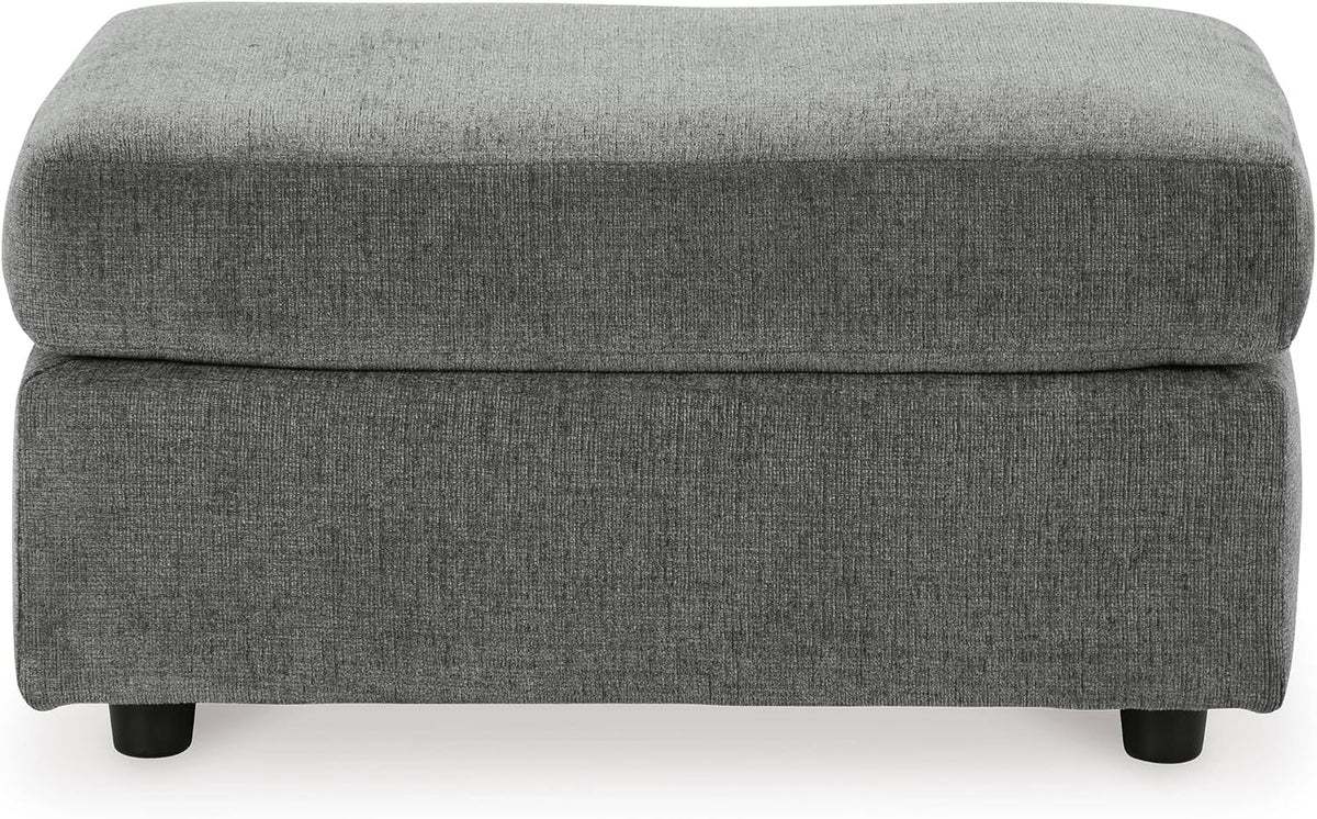 Signature Design by Ashley Stairatt Gray Rectangular Upholstered Ottoman | Plush gray chenille upholstery, Fully assembled couch extension, Sturdy 33x23 in footprint