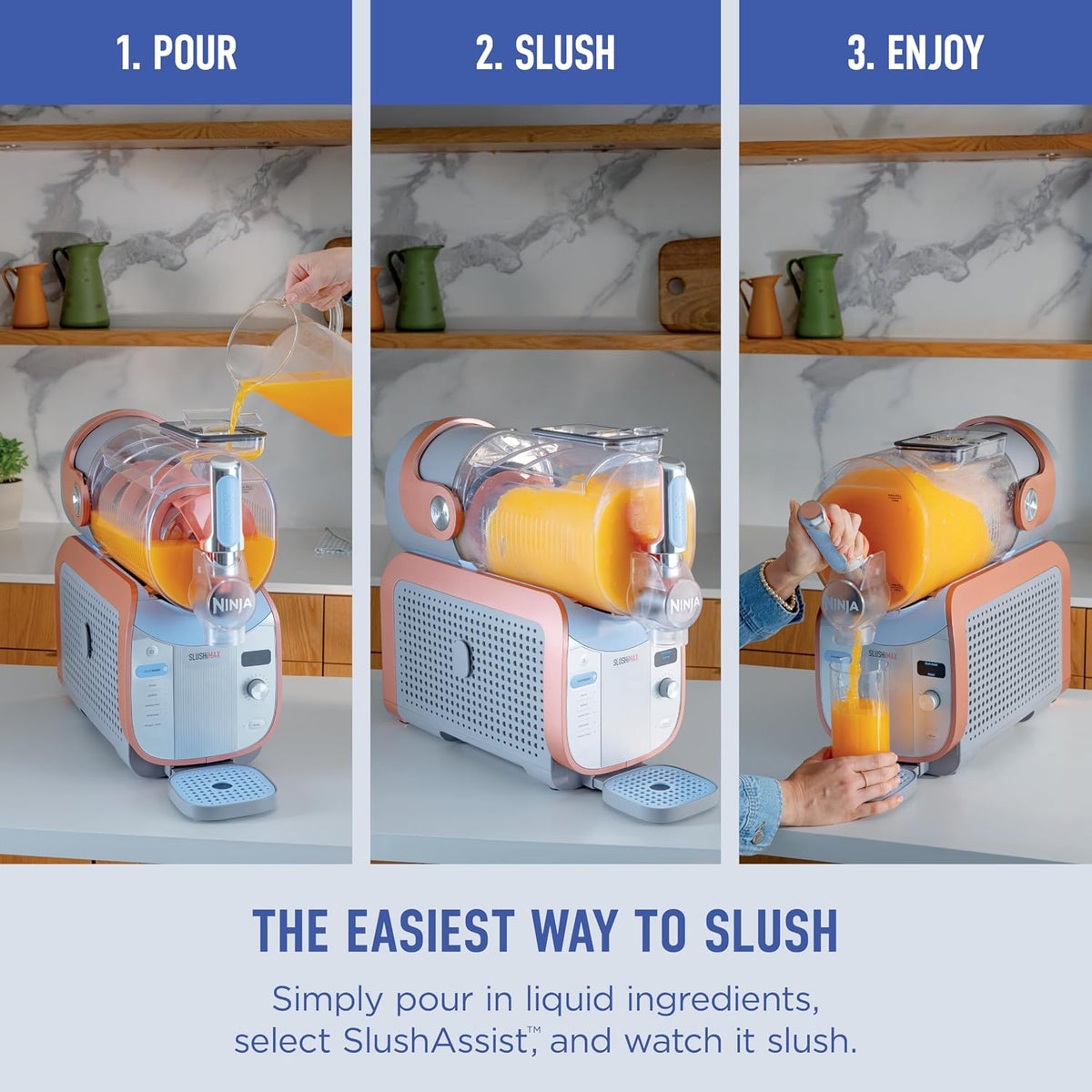 Ninja SLUSHi MAX Smart Frozen Drink Maker, 12+ Servings, Peach, FS605 | 2X BIGGER & 2X FASTER than the original Ninja SLUSHi, SlushAssist Technology, XXL 150 oz vessel, 12+ servings