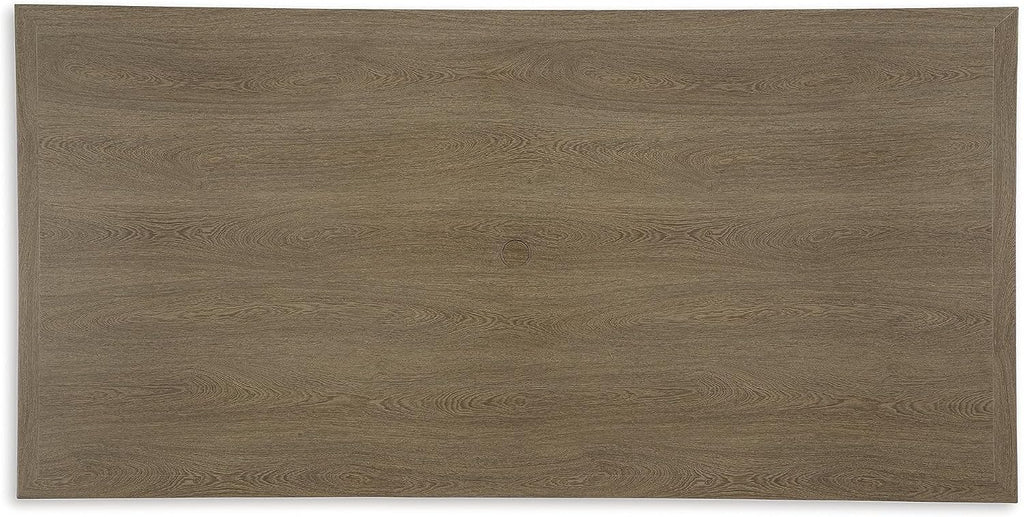 Signature Design by Ashley Serene Bay 6-Person Outdoor Dining Table | 84-inch rectangular patio dining table with wood-look finish, Rust-resistant aluminum frame, Built-in umbrella hole