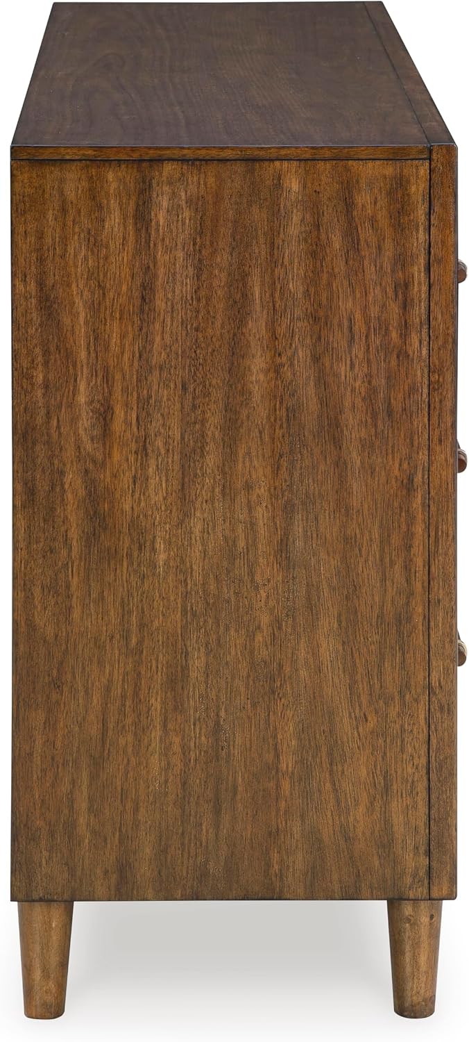 Signature Design by Ashley Mid Century Modern 6 Drawer Dresser for Bedroom | 6-drawer double dresser, Hardwood solids mango wood veneer and MDF substrates, Bedroom storage, Lyncott Series