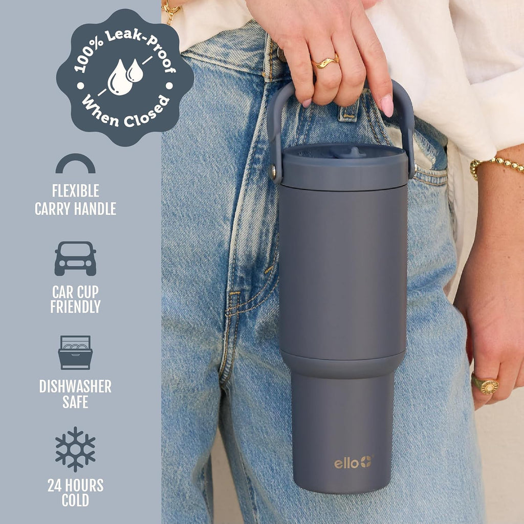 Ello Oasis Go+ 32oz Insulated Stainless Steel Tumbler with Straw, Horizon