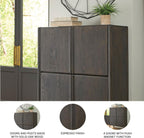 Signature Design by Ashley Fully Assembled Accent Cabinet, Espresso | Modern accent cabinet, Solid oak and engineered wood, 4 doors, 6 fixed interior shelves, Orsonal Series