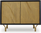 Signature Design by Ashley Tayner Contemporary Accent Cabinet with 2 Doors and 1 Shelf, Black & Metallic