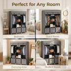 HOMCOM Fabric Wardrobe for Bedroom 5 Shelves 3 Fabric Drawers Dark Grey