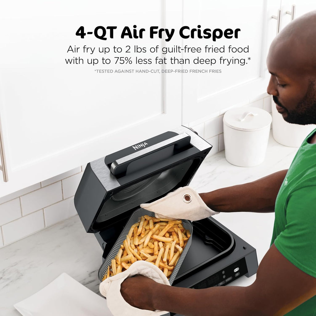 Ninja® Foodi® Smart XL 6-in-1 Indoor Grill & Air Fryer, Black/Silver, DG551 | Smart Cook System & Foodi Smart Thermometer, XL capacity, perfect doneness, rare to well done. 6-in-1: Grill, Air Fry & more.
