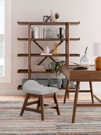 Signature Design by Ashley Lyncott Home Office Desk 60" Midcentury Modern | Mid-century modern office desk, Mango wood veneer, Solid rubberwood legs, 3 dovetail drawers, Integrated cord management