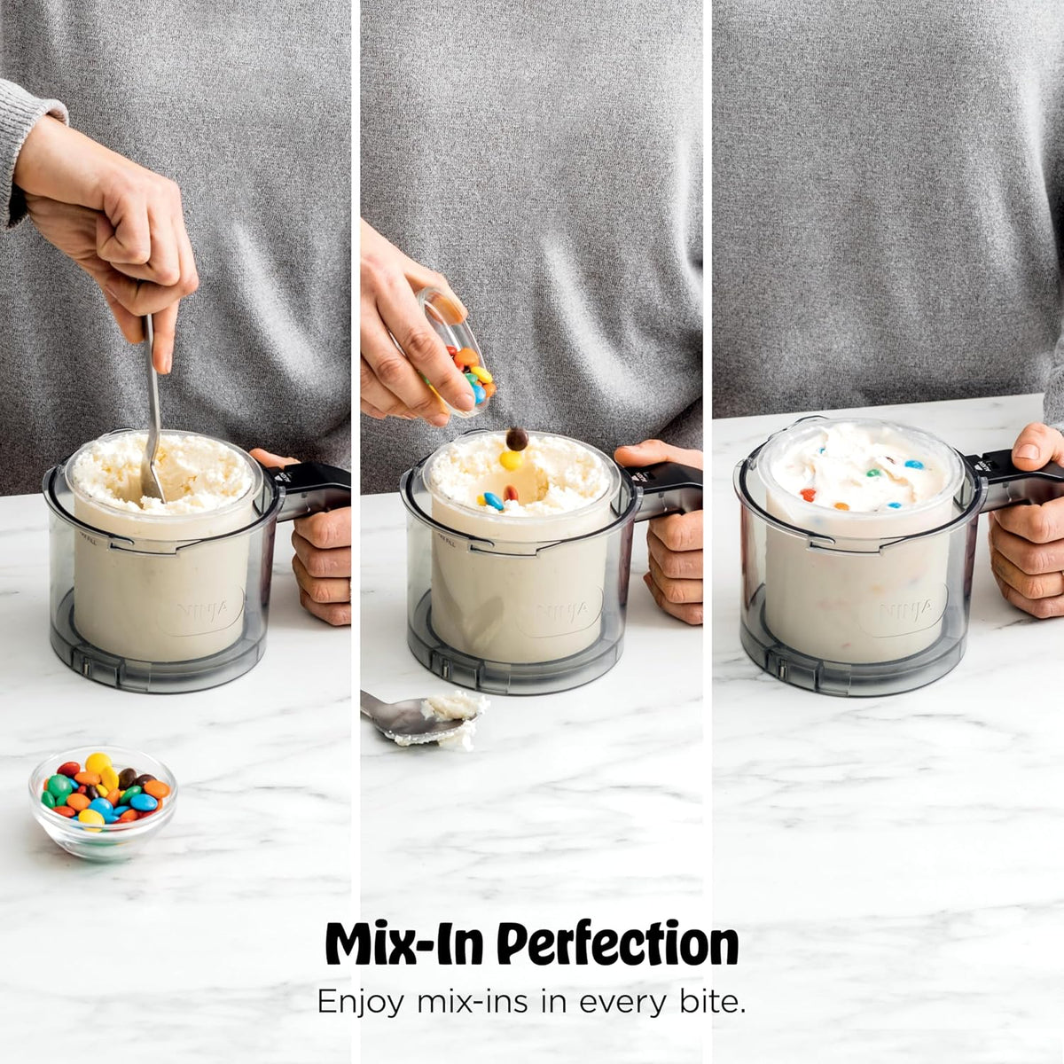 Ninja® CREAMi® 7-in-1 Ice Cream Maker, Ice Cream, Gelato & more, NC299AMZ | Ninja CREAMi transforms frozen bases into ice cream, sorbet and milkshakes at a button touch, from healthy to indulgent.