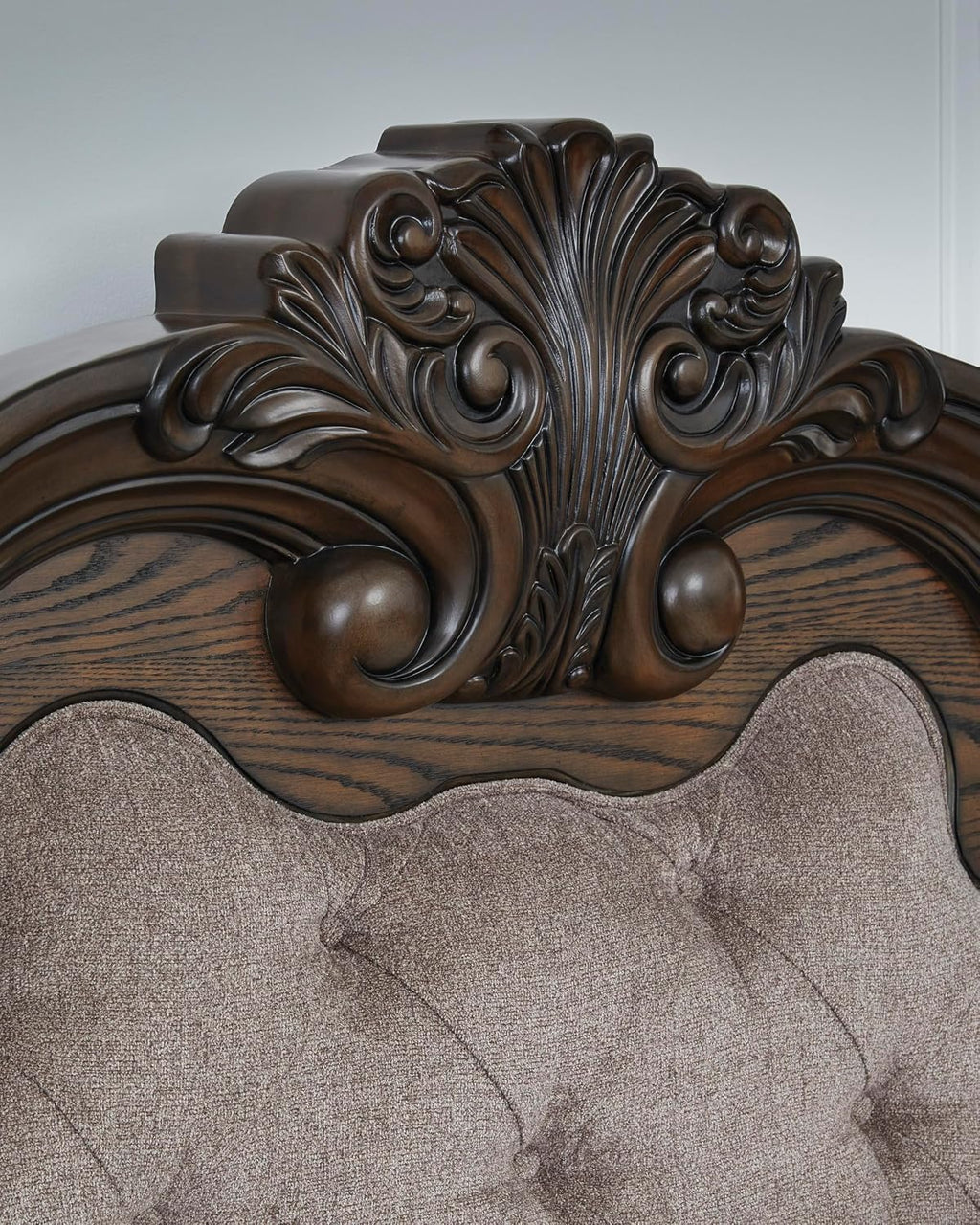 Signature Design by Ashley Maylee King Size Bed Frame and Headboard, Brown | Traditional panel bed, High 83-inch headboard, Brown button-tufted upholstery, Master bedroom statement piece