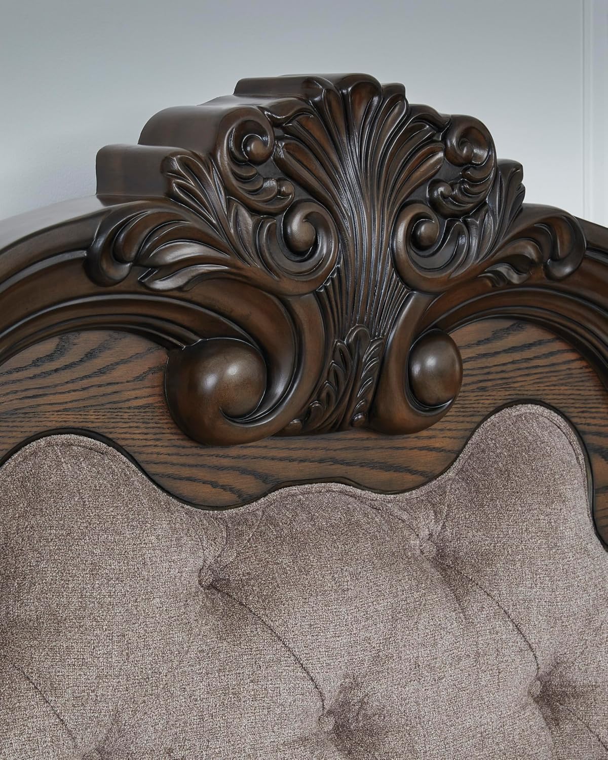 Signature Design by Ashley Maylee King Size Bed Frame and Headboard, Brown | Traditional panel bed, High 83-inch headboard, Brown button-tufted upholstery, Master bedroom statement piece