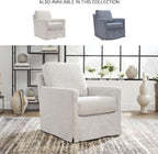 Signature Design by Ashley Nenana Swivel Glider Accent Chair, Stone Beige | Next-Gen Nuvella fabric, Machine-washable covers, 360-degree metal swivel base with gentle gliding motion