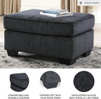 Signature Design by Ashley Rectangular Chenille Living Room Ottoman, Gray | Plush slate-toned polyester upholstery, Sturdy reinforced frame, 34x24-in profile for casual spaces, Altari Series
