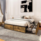 Allewie Industrial Storage Bed with 4 Large Drawers, Queen