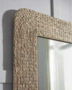 Signature Design by Ashley Norigan Casual Full Length Floor Mirror with Thick Frame, Light Brown