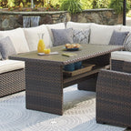 Signature Design by Ashley Outdoor Easy Isle Multi-Use Resin Wicker Patio Table, Dark Brown
