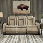 Signature Design by Ashley Next-Gen DuraPella Power Reclining Sofa, Sand | Zero gravity reclining couch, Water-repellent polyester and PU faux leather, Living room use, Medium plush foam