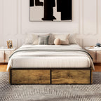 Allewie Industrial Storage Bed with 4 Large Drawers, Queen