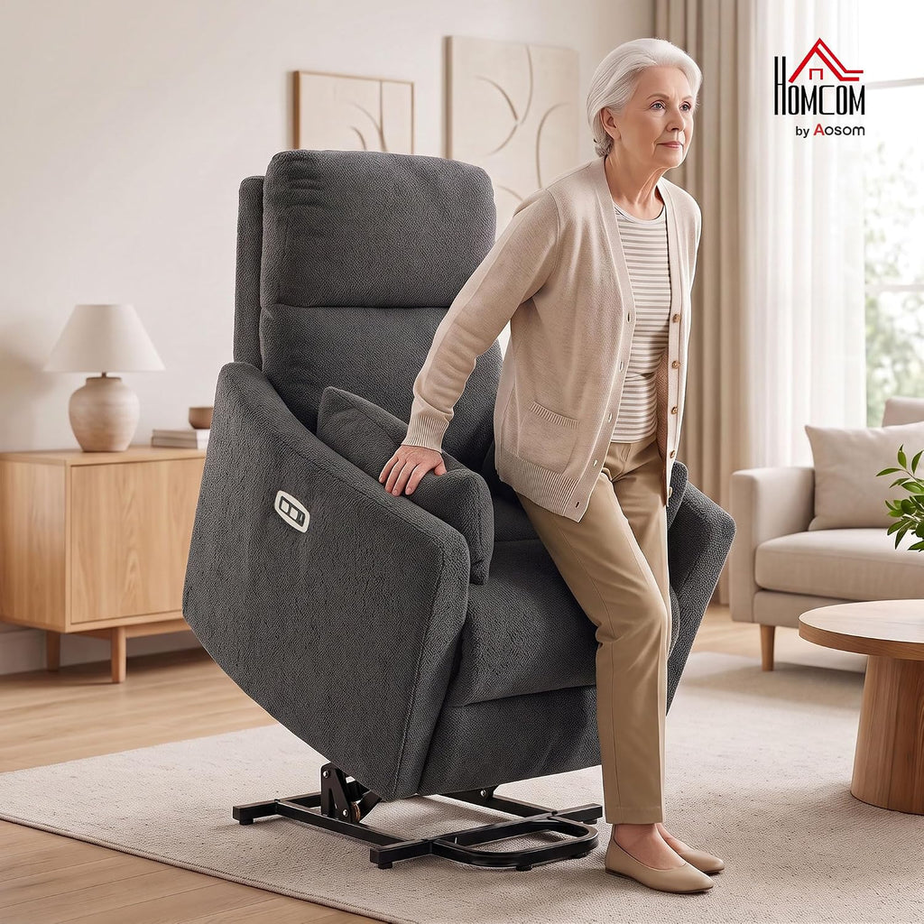 HOMCOM Riser Recliner Chair with Vibration Massage and Heat, Dark Grey