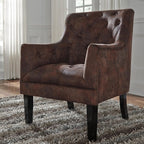 Signature Design by Ashley Drakelle Traditional Accent Chair with Diamond Button Tufting, Attached Cushions, Fabric Upholstery, 20.5" Seat Height, Dark Brown