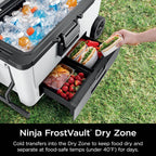 Ninja FrostVault™ 65qt Cooler with Wheels, Dry Storage, Spanish Moss | Ninja FrostVault's 65-qt capacity holds 97 cans, keeps food cool & dry, and rolls easily on all-terrain wheels