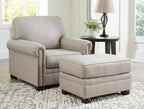 Signature Design by Ashley Gaelon Accent Chair, Dune Beige Chenille Fabric | Soft textured herringbone pattern, Sag-resistant platform foundation for even support, Traditional nailhead trim