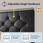 Allewie Queen Size Storage Bed Frame with 4 Underbed Drawers, Upholstered Platform Bed with Adjustable Headboard, Diamond Button Tufted, Easy Assembly, Noise-Free, No Box Spring Needed, Black