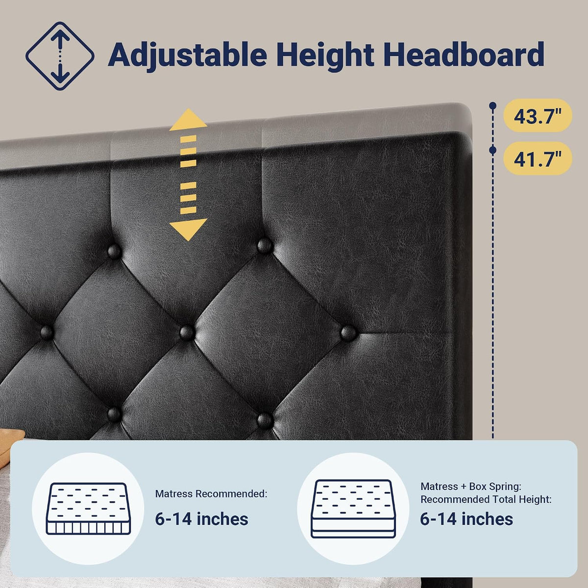 Allewie Queen Size Storage Bed Frame with 4 Underbed Drawers, Upholstered Platform Bed with Adjustable Headboard, Diamond Button Tufted, Easy Assembly, Noise-Free, No Box Spring Needed, Black