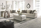 Signature Design by Ashley Soletren Oversized Ottoman, Stone | Plush stone beige chenille upholstery, Wood and engineered wood frame, 48-inch rectangular living room footprint