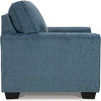 Signature Design by Ashley Cashton Oversized Accent Chair, Blue Arm Chair | Soft 100% polyester chenille, Durable wood and engineered wood frame, Spacious design for ultimate living room comfort