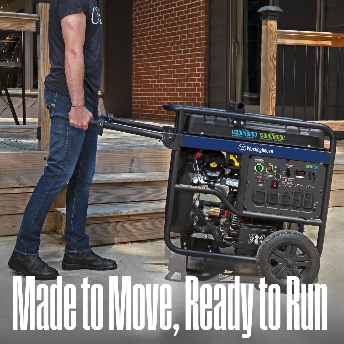 Westinghouse 18000 Peak Watt Tri-Fuel Home Backup Portable Generator, Remote Electric Start, Transfer Switch Ready, Gas, Propane, and Natural Gas Powered, CO Sensor