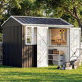 8.5 * 5.5 FT Metal Shed Garden Storage, Garden Shed, Waterproof Galvanized Steel with Window, Outdoor Apex Roof Shed with Lockable Double Doors&Gloves for Patio, Garden, Backyard, Bike, Garbage Bin