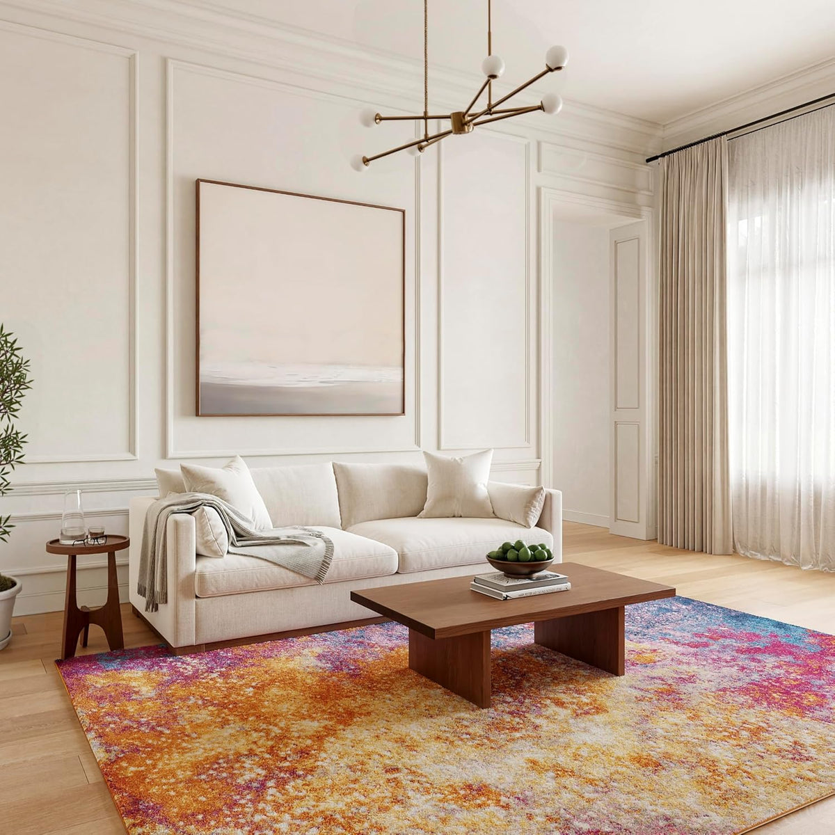 Nourison Home Passion Sunburst 8' x 10' Area-Rug, Modern, Abstract, Easy-Cleaning, Non Shedding, Bed Room, Living Room, Dining Room, Kitchen