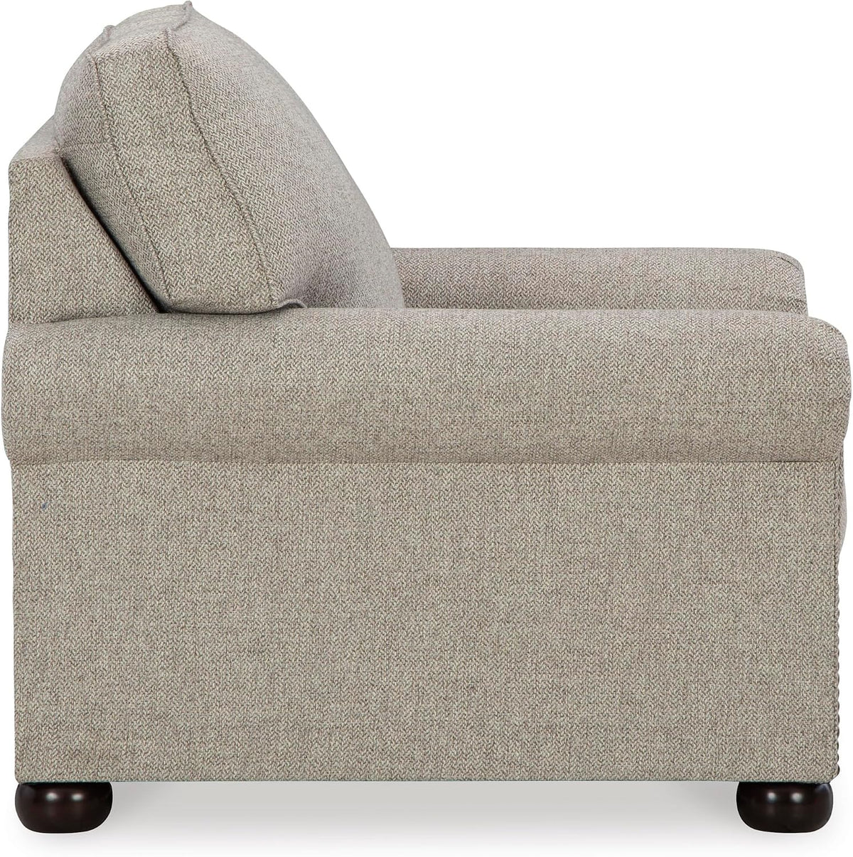 Signature Design by Ashley Gaelon Accent Chair, Dune Beige Chenille Fabric | Soft textured herringbone pattern, Sag-resistant platform foundation for even support, Traditional nailhead trim