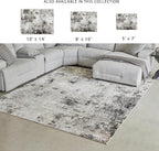 Signature Design by Ashley Langwell 8' x 10' Area Rug, Black & Gray | 100% polyester fabric, Natural jute backing, 9 mm medium pile, Contemporary modern style, Living room and bedroom use
