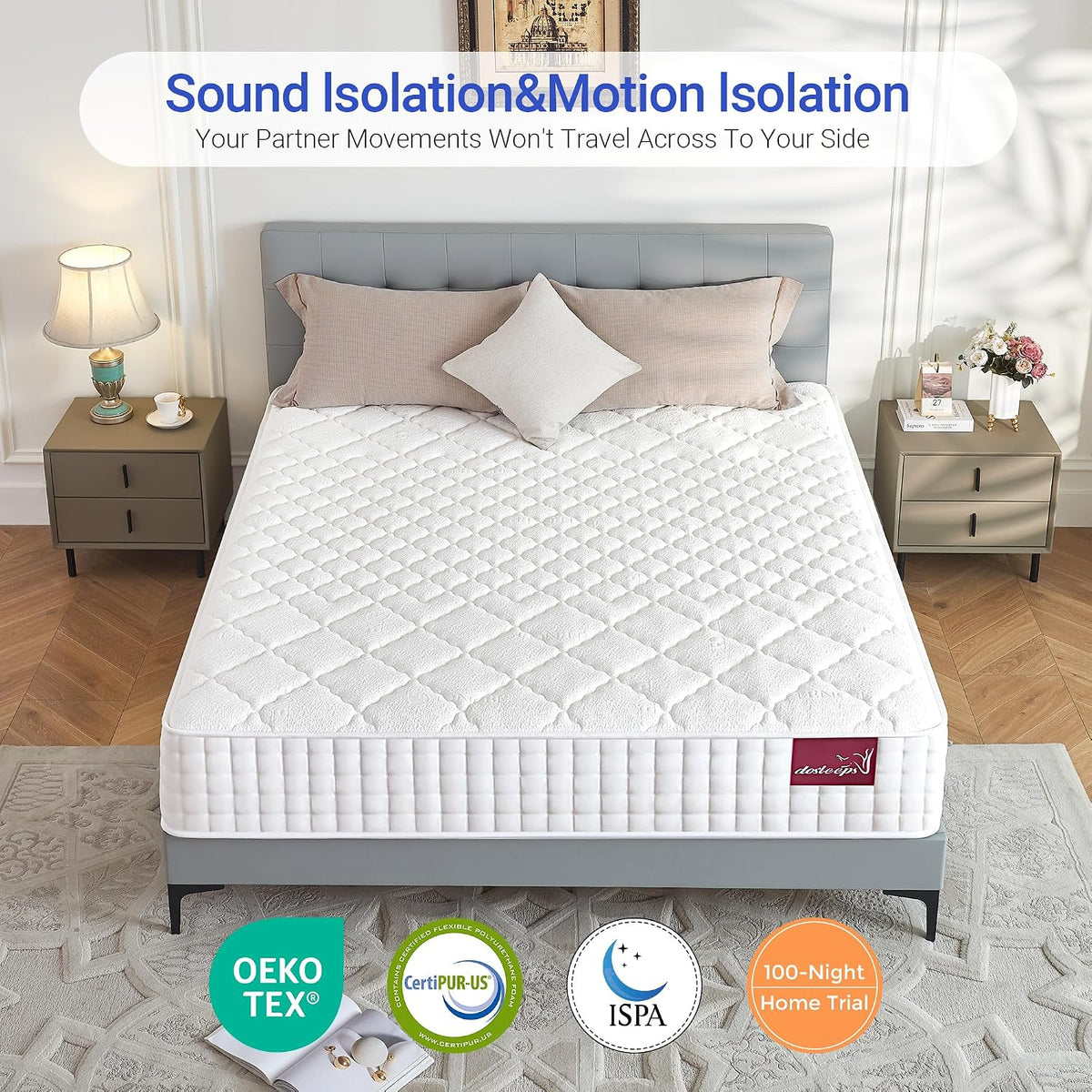 dosleeps 6FT Super King 14 Inch Medium Firm Memory Foam Hybrid Mattress