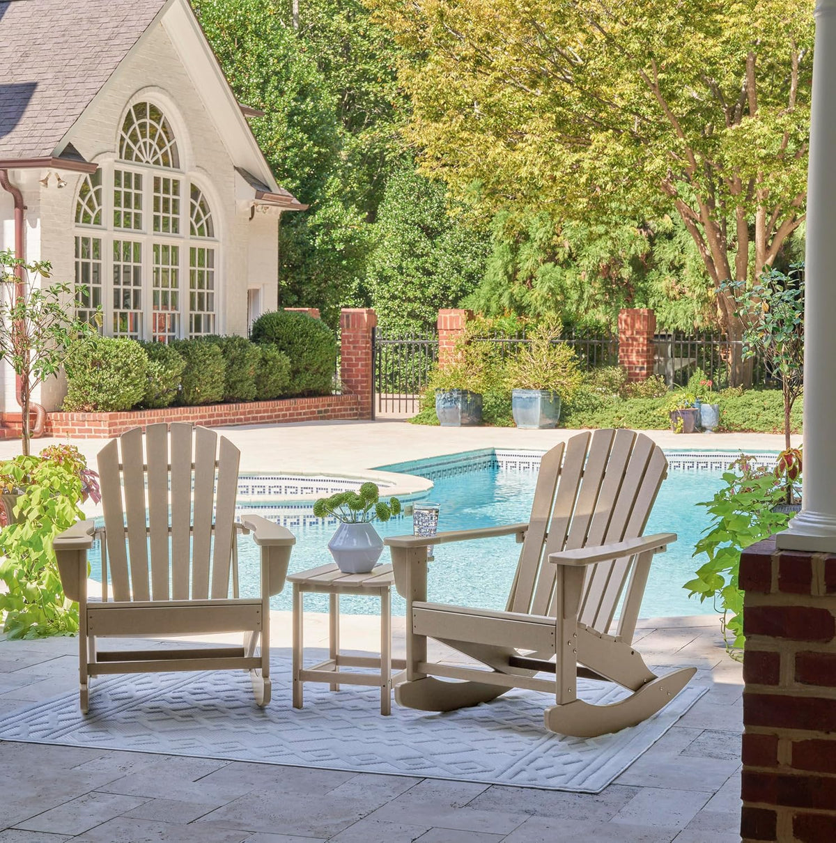 Signature Design by Ashley 1-Piece Outdoor Side Table, Driftwood | Durable weather resistant HDPE, Self-draining slatted top, Compact 15x19-inch footprint, Sundown Treasure Series