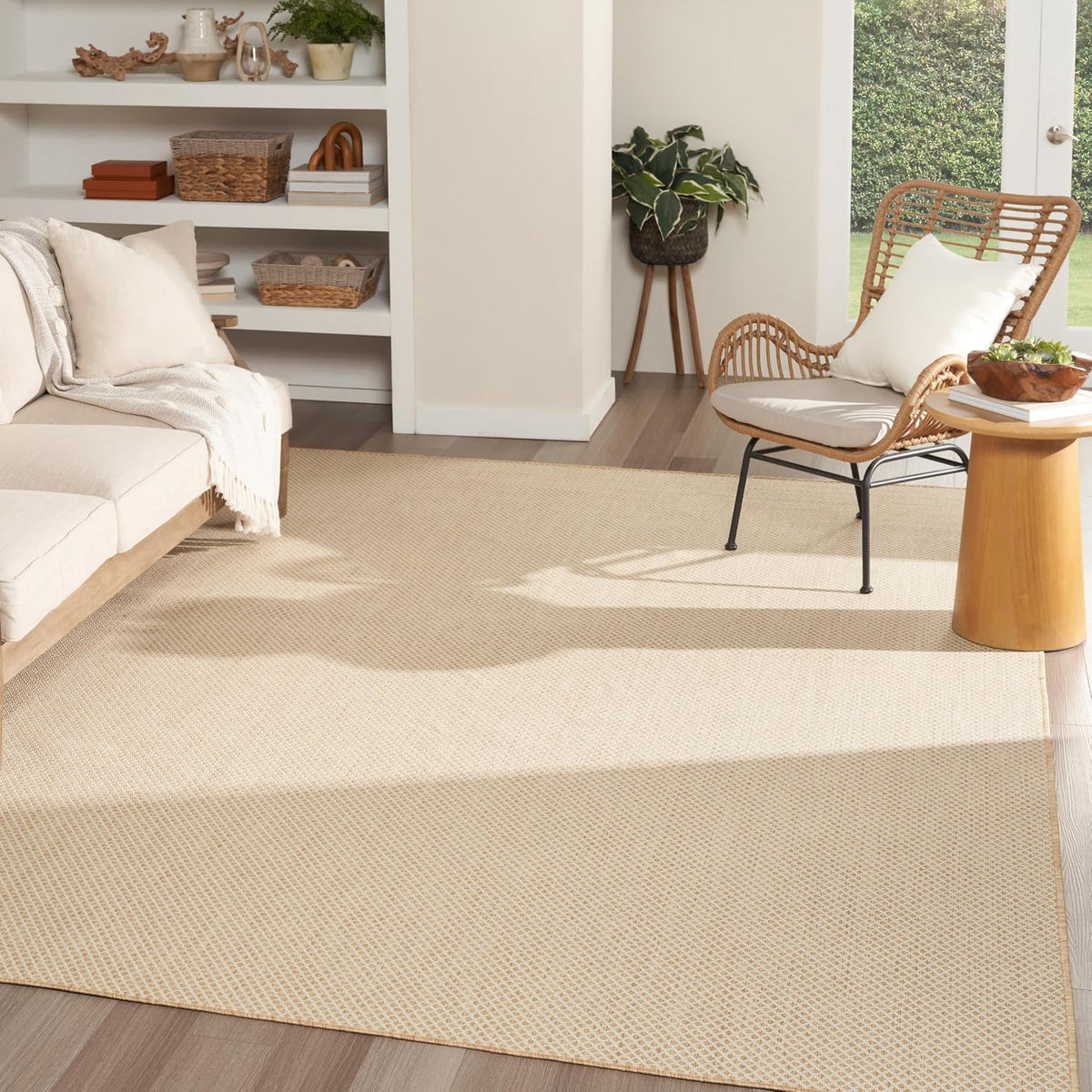 Nourison Home Courtyard Natural 9' x 12' Area Rug - Easy Clean, Non Shedding, Bed Room, Living Room, Dining Room, Kitchen (9' x 12')