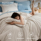 Bedsure Queen Size Comforter Sets, Beige Cationic Dyed Bedding Set 3 Pcs