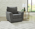 Signature Design by Ashley Stairatt Upholstered Accent Chair, Gravel Gray | 100% polyester fabric, Smooth platform foundation, 38 in width, Attached back and loose seat cushions, Flared arms