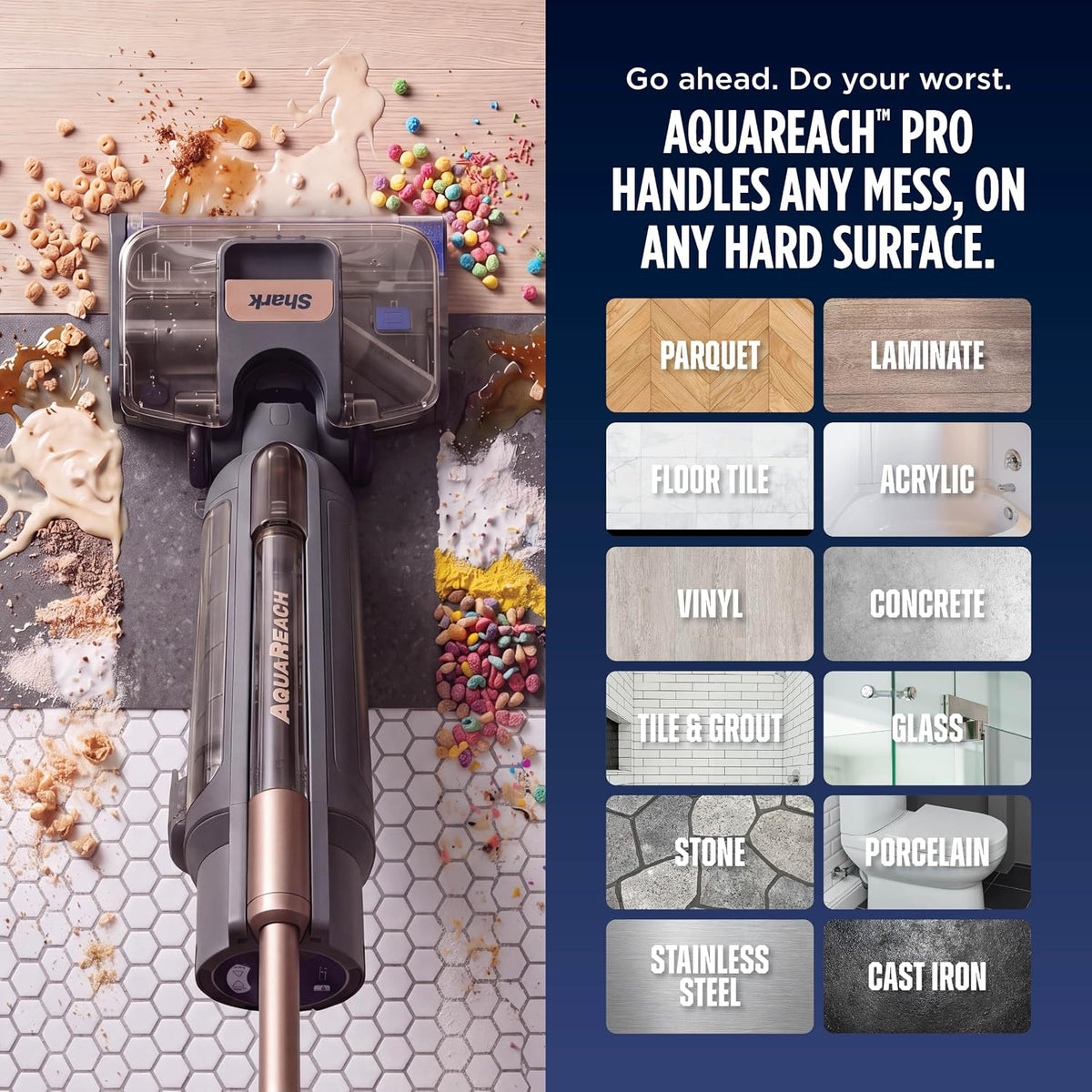 Shark AquaReach PRO Cordless Vacuum + Mop with Reach Wand, Charcoal, WD563