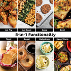 Ninja Digital Air Fry Countertop Oven, 8-in-1, XL, Silver, SP101 | Air fry, air roast, broil, bake, toast, bagel, dehydrate, keep warm, 1800W, Flip up & away