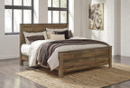 Signature Design by Ashley Trinell King Panel Headboard, Brown | Engineered wood panel, Rustic plank finish, Authentic touch texture, Nailhead accents, 5 minute assembly