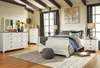 Signature Design by Ashley Willowton 2 Drawer Nightstand, Whitewash | Engineered wood construction, Whitewash finish, Dual USB charging ports, Smooth-gliding drawers, Tall nightstand