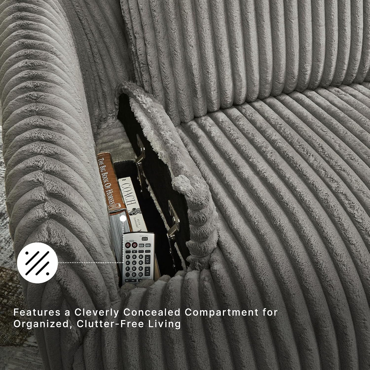 Signature Design by Ashley Tie-Breaker Swivel Glider Recliner, 2 Bolster Pillows, Hidden Storage, Fabric Upholstery, 41.38" W x 40.25" D x 39.75" H, Light Gray