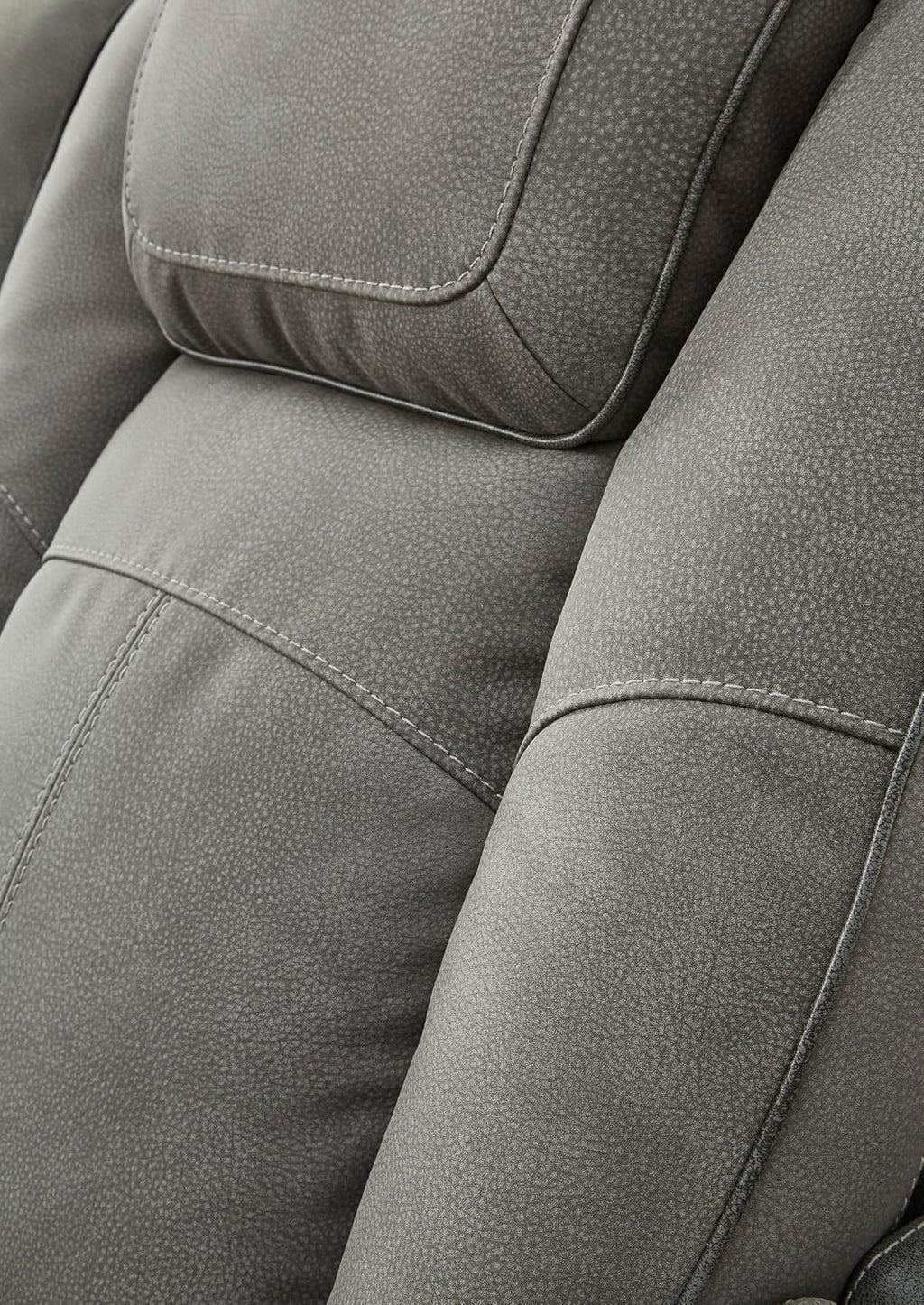 Signature Design by Ashley Power Reclining Loveseat with Console, Gray | Water-resistant faux leather, Zero-gravity recline, Easy View adjustable headrest, Wireless charging, Next-Gen Durapella