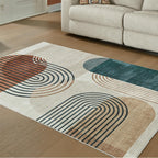 Signature Design by Ashley Washable Area Rug, Mid Century Modern 5x7 | 100% polyester faux fur, Bedroom and living room use, Farrendale Series