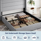 Allewie Queen Size Lift Up Hydraulic Storage Bed Frame Light Grey