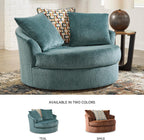 Signature Design by Ashley Laylabrook Scandinavian Upholstered Oversized Swivel Accent Chair with 3 Back Pillows, Green