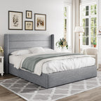Allewie Queen Size Lift Up Hydraulic Storage Bed Frame Light Grey