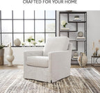 Signature Design by Ashley Nenana Swivel Glider Accent Chair, Stone Beige | Next-Gen Nuvella fabric, Machine-washable covers, 360-degree metal swivel base with gentle gliding motion