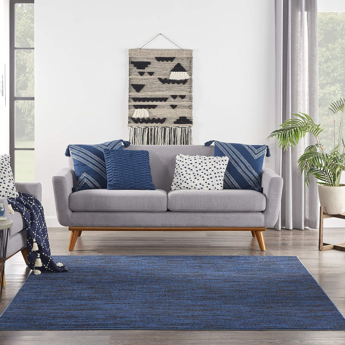 Nourison Home Nourison Essentials Midnight Blue 7' x Square Area Rug - Easy Clean, Non Shedding, Bed Room, Living Room, Dining Room, Kitchen (7' x Square)
